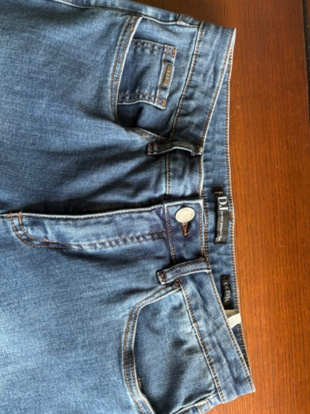 FDJ French Dressing Jeans Olivia sz 10 blue denim 28 in inseam deco embroidery - Picture 5 of 15